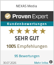 ProvenExpert Siegel mit Kundenbewertungen der Marketing-Agentur NEXAS Media aus Idstein